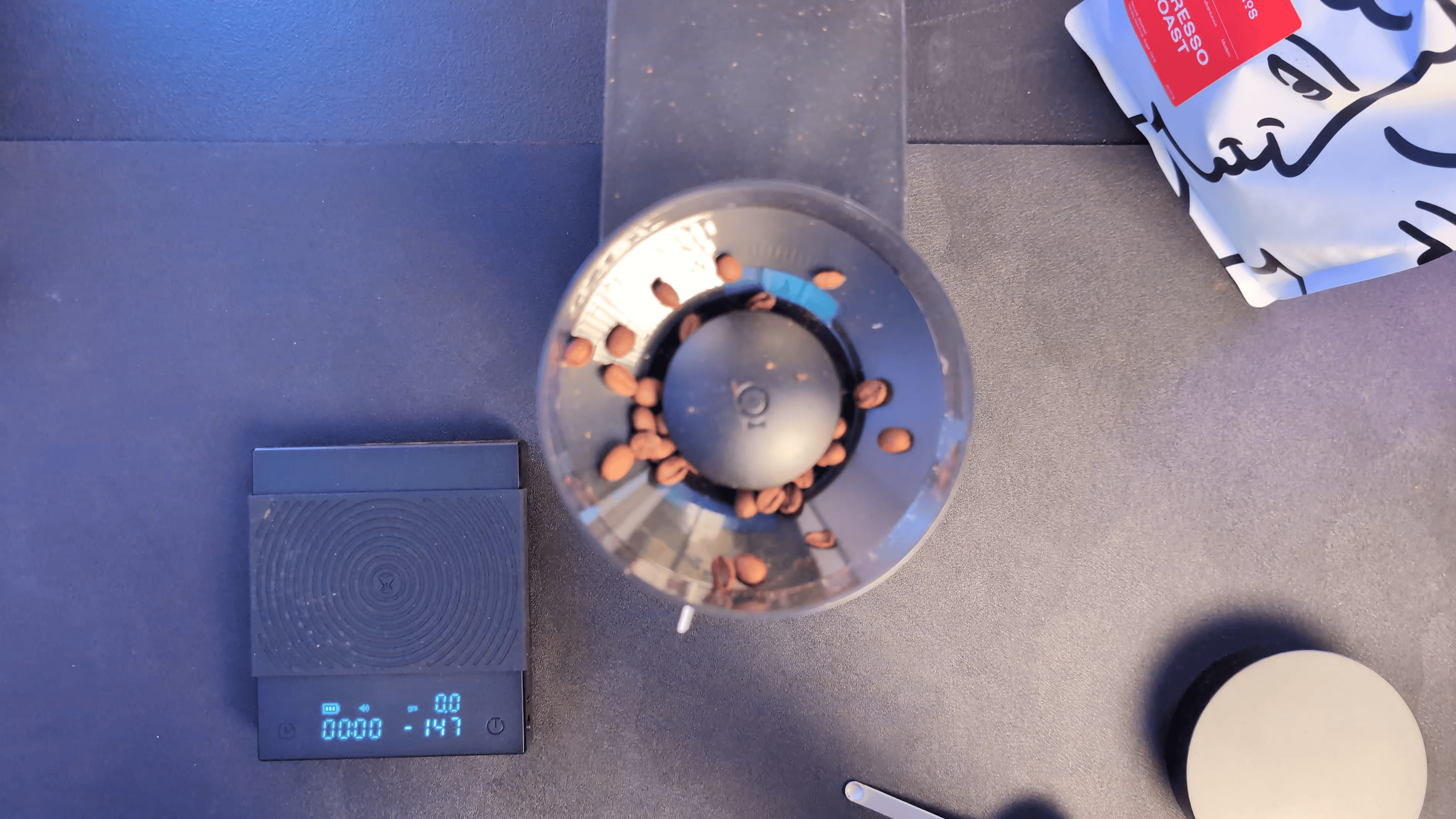 coffee beans inside hopper